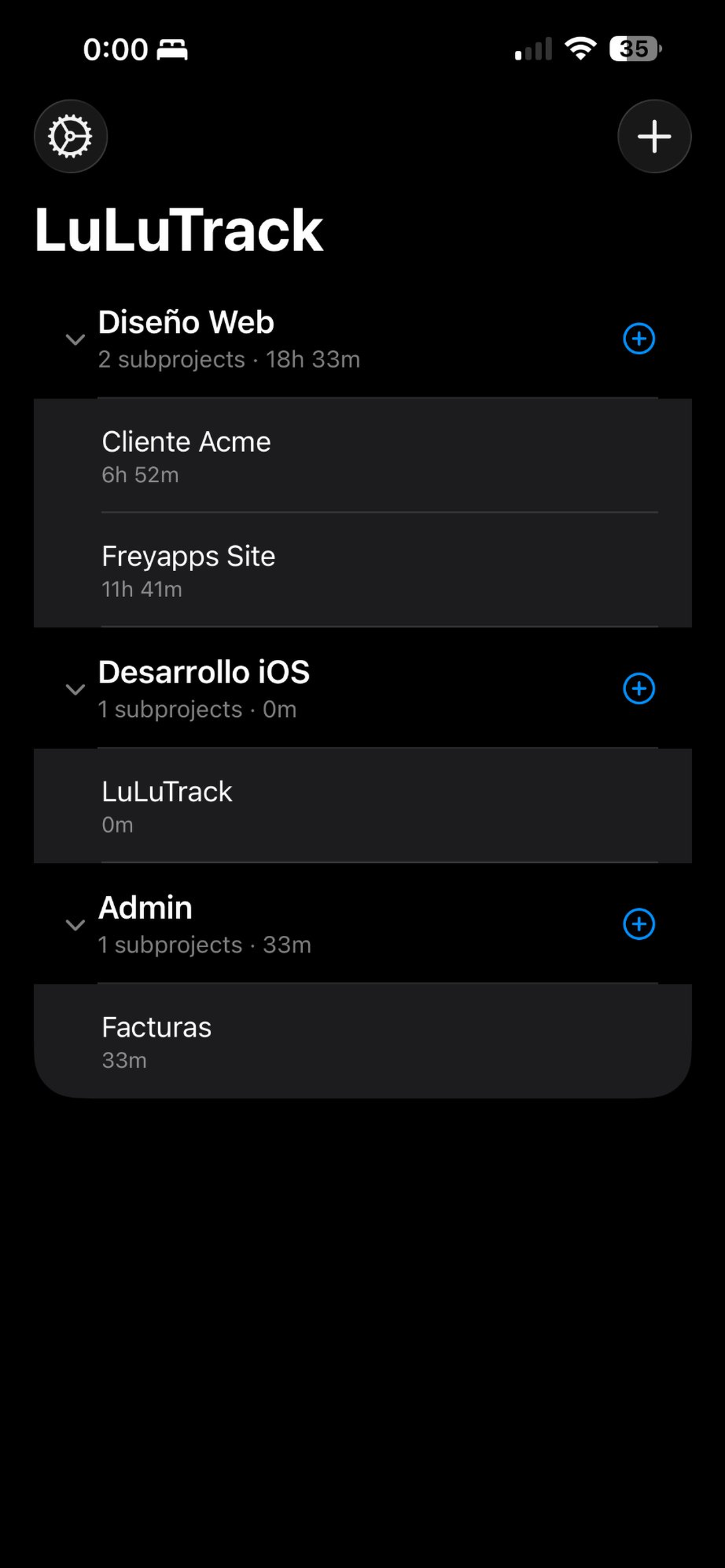 LuLuTrack iPhone main view